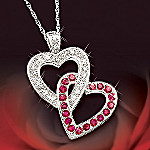 Always In My Heart Engraved Diamond And Ruby Heart Pendant Romantic Jewelry Gift